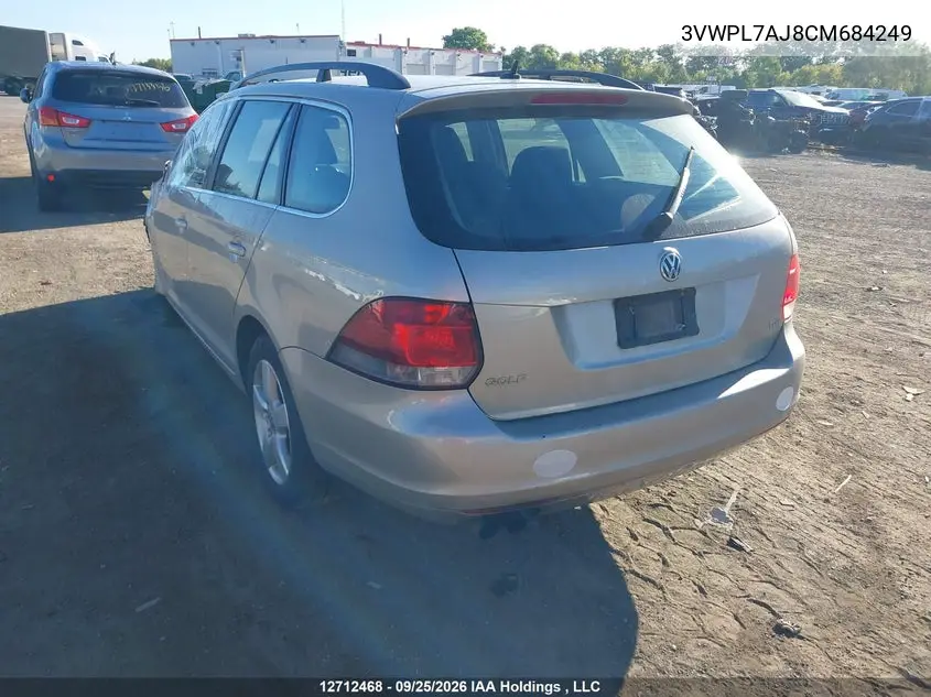 2012 VOLKSWAGEN JETTA VIN 3VWPL7AJ8CM684249 — фото 3