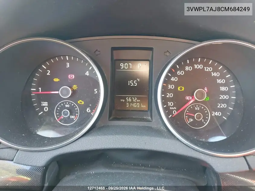 2012 VOLKSWAGEN JETTA VIN 3VWPL7AJ8CM684249 — фото 7