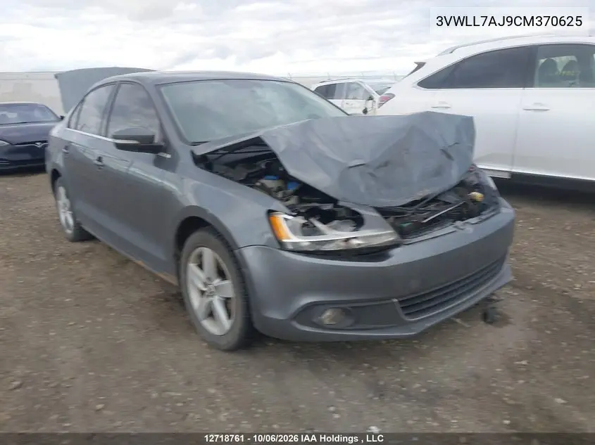 VOLKSWAGEN JETTA 2012, VIN 3VWLL7AJ9CM370625