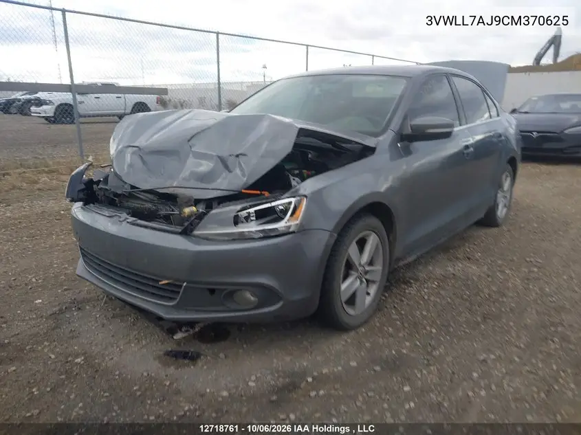 2012 VOLKSWAGEN JETTA VIN 3VWLL7AJ9CM370625 — фото 2