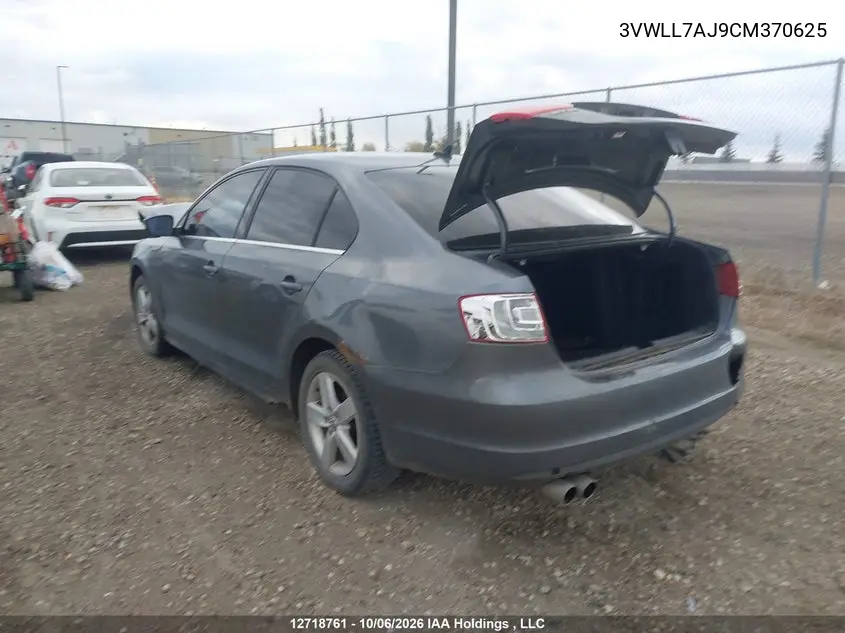 2012 VOLKSWAGEN JETTA VIN 3VWLL7AJ9CM370625 — фото 3