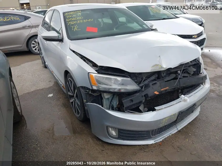 VOLKSWAGEN JETTA 2012, VIN 3VW467AJ4CM066100
