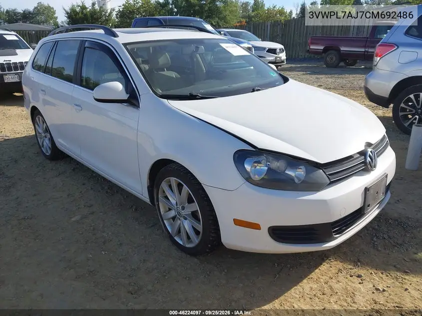 VOLKSWAGEN JETTA 2012, VIN 3VWPL7AJ7CM692486