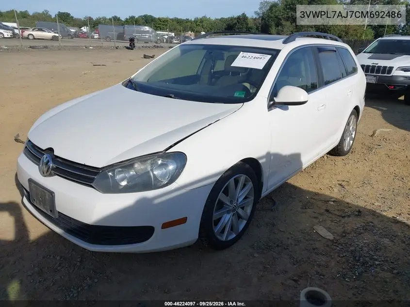 2012 VOLKSWAGEN JETTA VIN 3VWPL7AJ7CM692486 — фото 2
