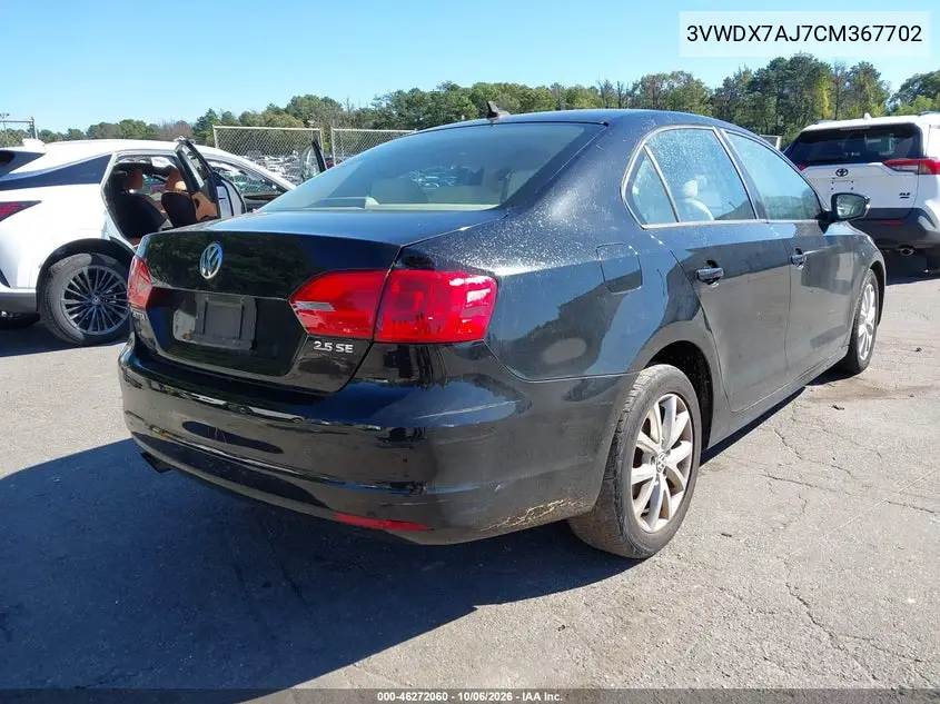 2012 VOLKSWAGEN JETTA VIN 3VWDX7AJ7CM367702 — фото 4
