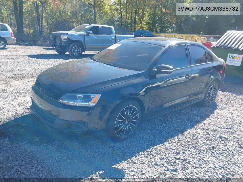 2012 VOLKSWAGEN JETTA VIN 3VWDP7AJ3CM338732 — фото 2