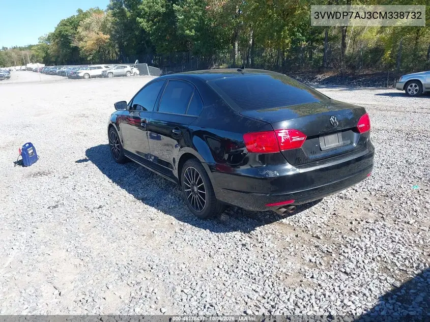 2012 VOLKSWAGEN JETTA VIN 3VWDP7AJ3CM338732 — фото 3