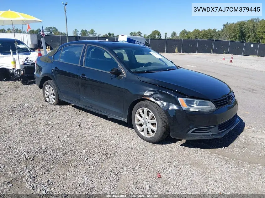 VOLKSWAGEN JETTA 2012, VIN 3VWDX7AJ7CM379445