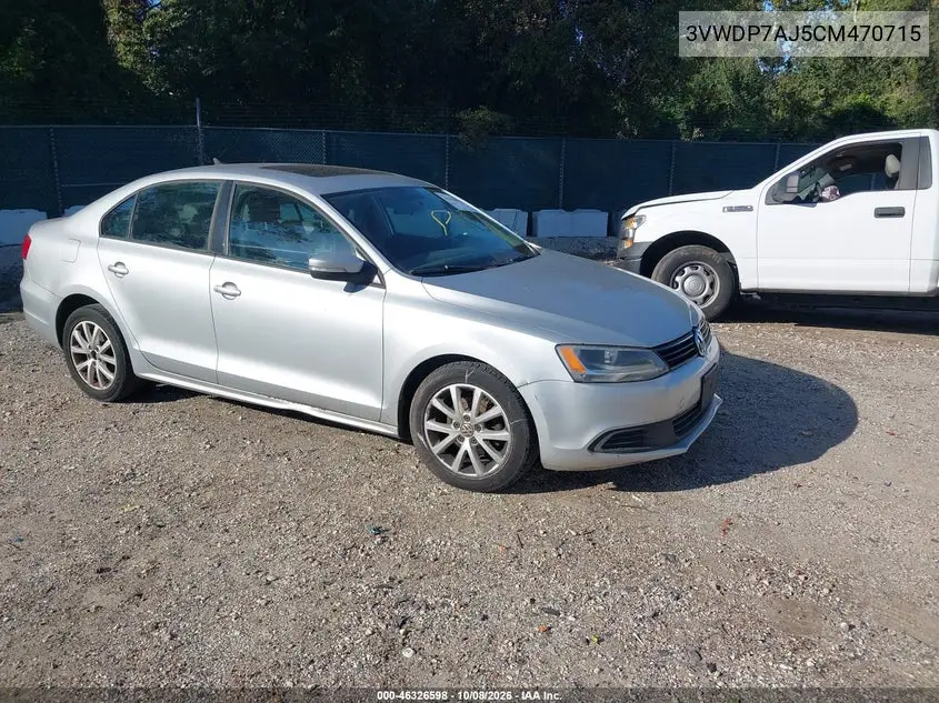 VOLKSWAGEN JETTA 2012, VIN 3VWDP7AJ5CM470715