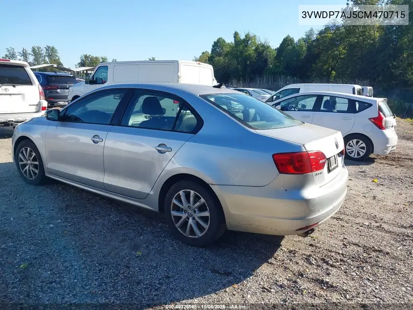 2012 VOLKSWAGEN JETTA VIN 3VWDP7AJ5CM470715 — фото 3