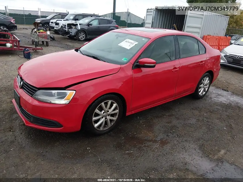 2012 VOLKSWAGEN JETTA VIN 3VWDP7AJ7CM349779 — фото 2
