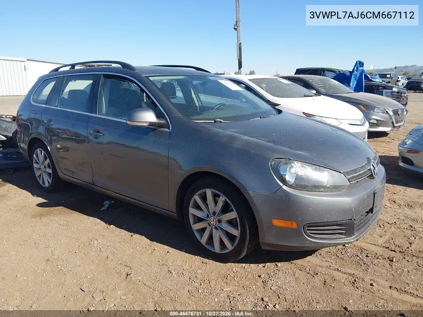 VOLKSWAGEN JETTA 2012, VIN 3VWPL7AJ6CM667112