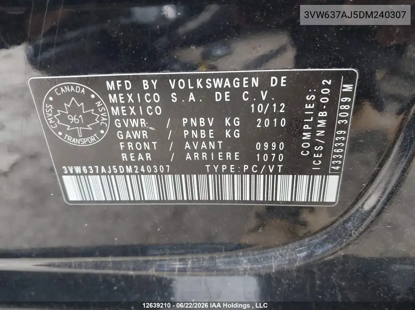 2013 VOLKSWAGEN JETTA VIN 3VW637AJ5DM240307 — фото 20