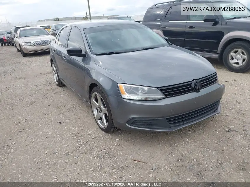 VOLKSWAGEN JETTA 2013, VIN 3VW2K7AJXDM288063