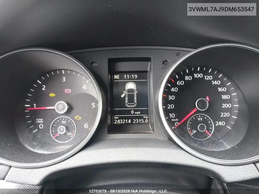 2013 VOLKSWAGEN JETTA VIN 3VWML7AJ9DM653547 — фото 7