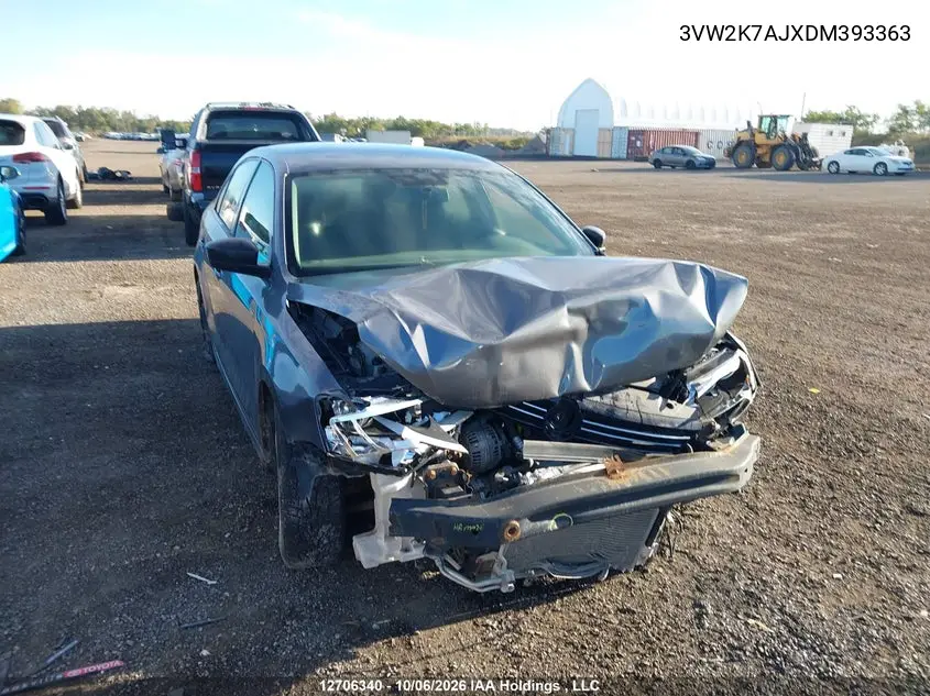 VOLKSWAGEN JETTA 2013, VIN 3VW2K7AJXDM393363