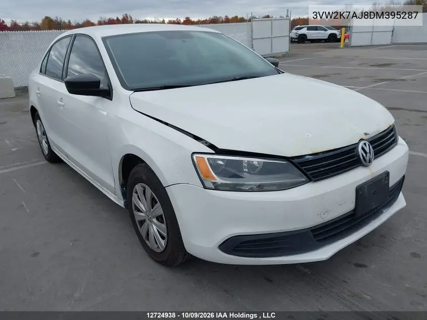 VOLKSWAGEN JETTA 2013, VIN 3VW2K7AJ8DM395287