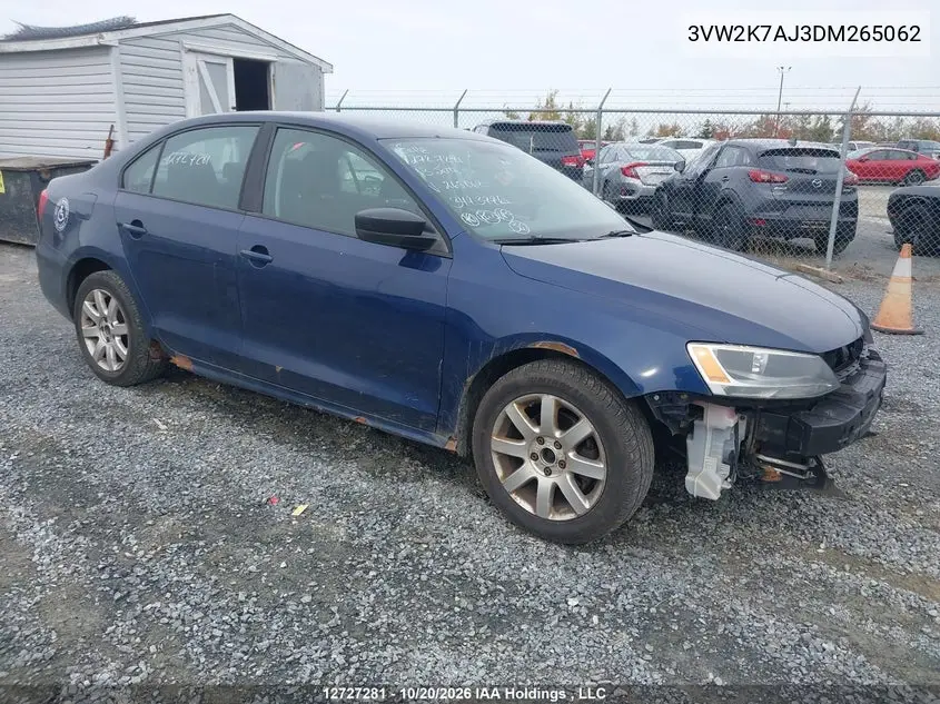 VOLKSWAGEN JETTA 2013, VIN 3VW2K7AJ3DM265062