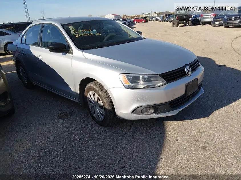 VOLKSWAGEN JETTA 2013, VIN 3VW2K7AJ3DM444041