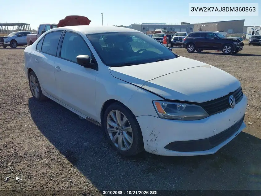 VOLKSWAGEN JETTA 2013, VIN 3VW2K7AJ8DM360863