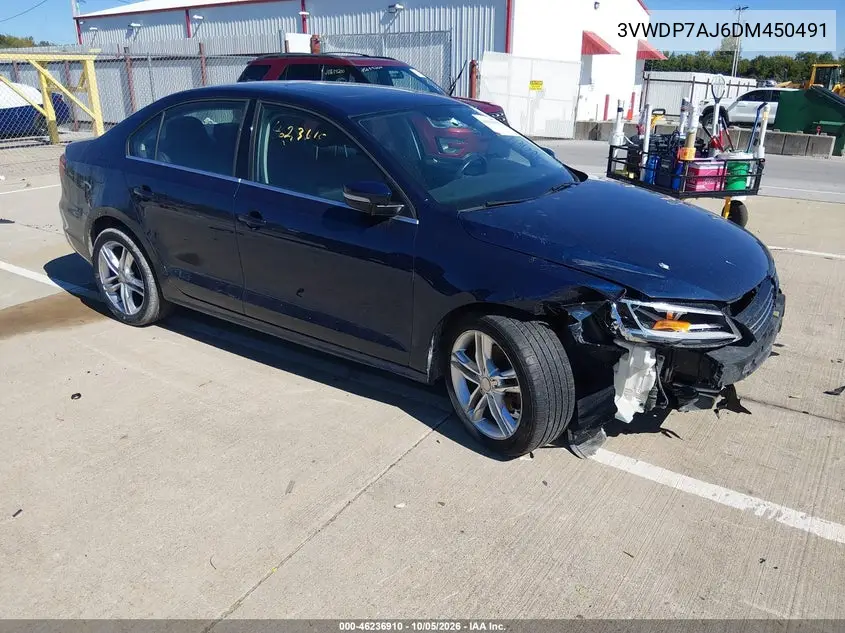 VOLKSWAGEN JETTA 2013, VIN 3VWDP7AJ6DM450491