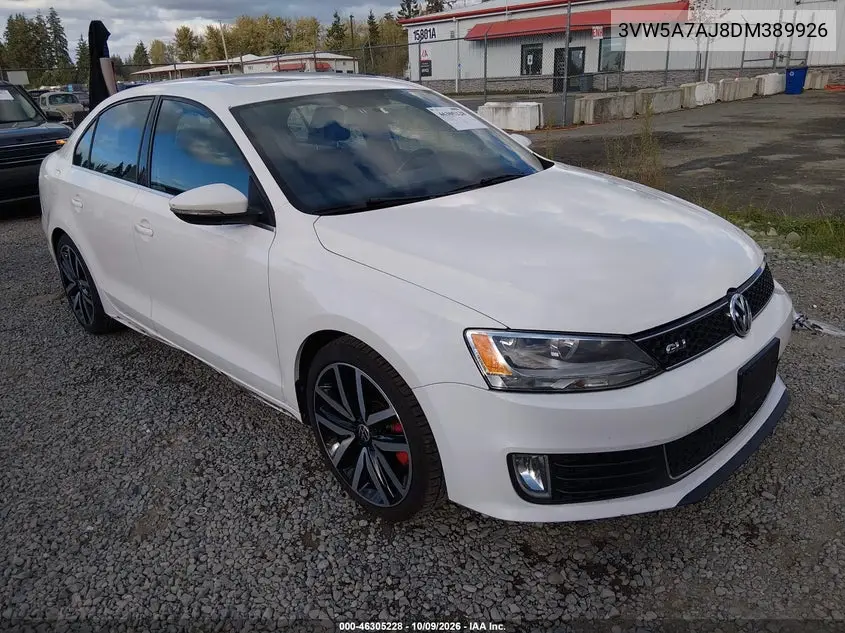 VOLKSWAGEN JETTA 2013, VIN 3VW5A7AJ8DM389926