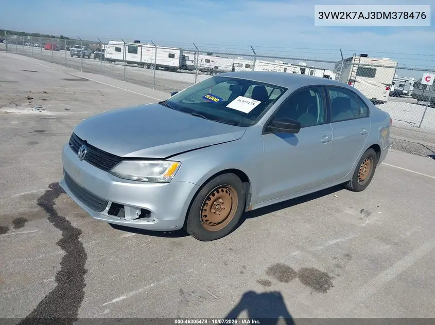 2013 VOLKSWAGEN JETTA VIN 3VW2K7AJ3DM378476 — фото 2