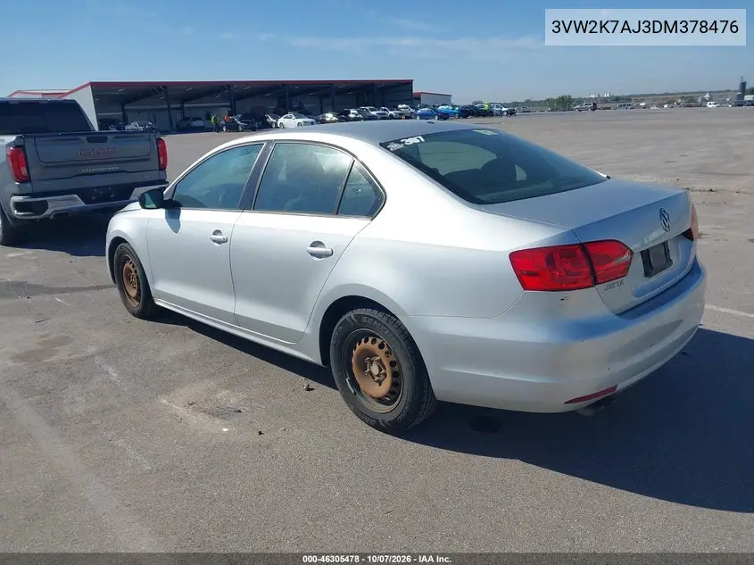 2013 VOLKSWAGEN JETTA VIN 3VW2K7AJ3DM378476 — фото 3