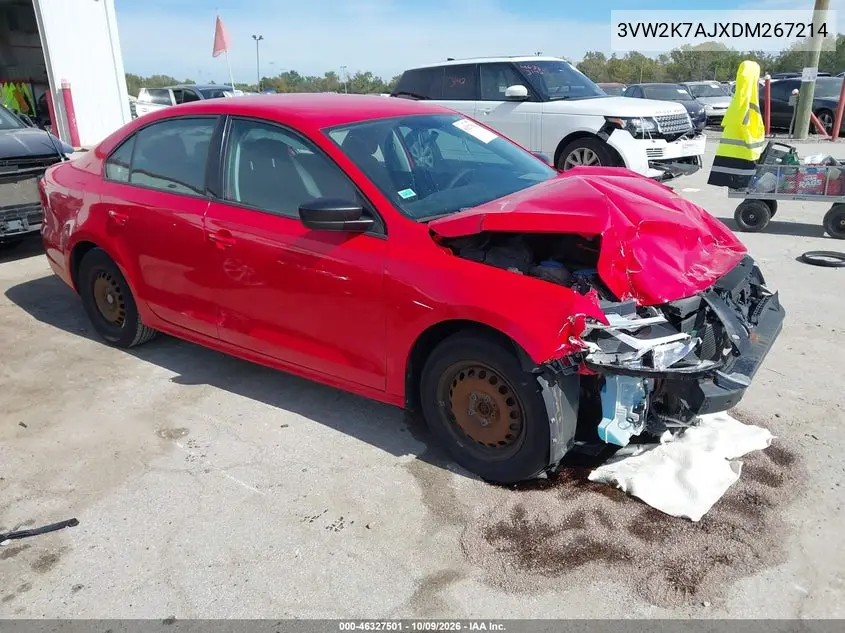 VOLKSWAGEN JETTA 2013, VIN 3VW2K7AJXDM267214