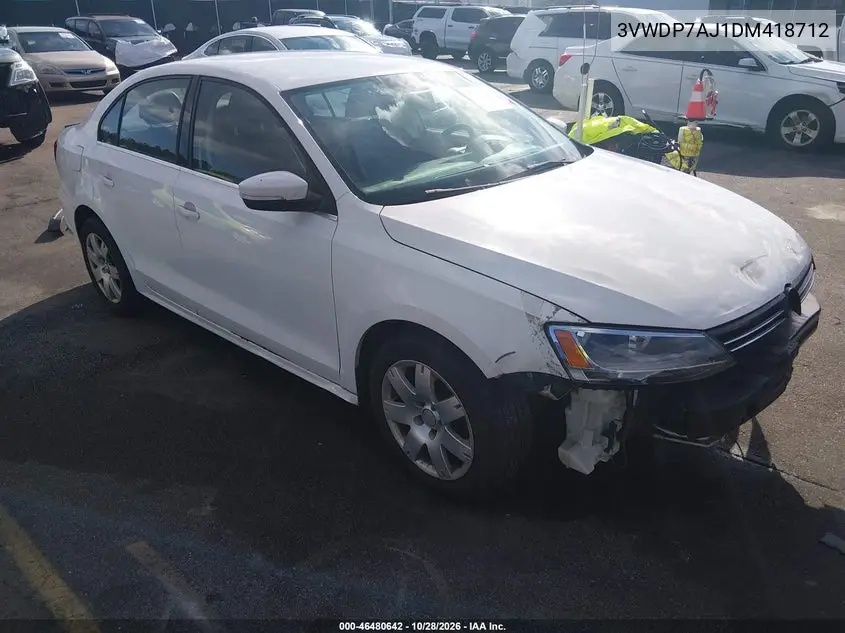 VOLKSWAGEN JETTA 2013, VIN 3VWDP7AJ1DM418712