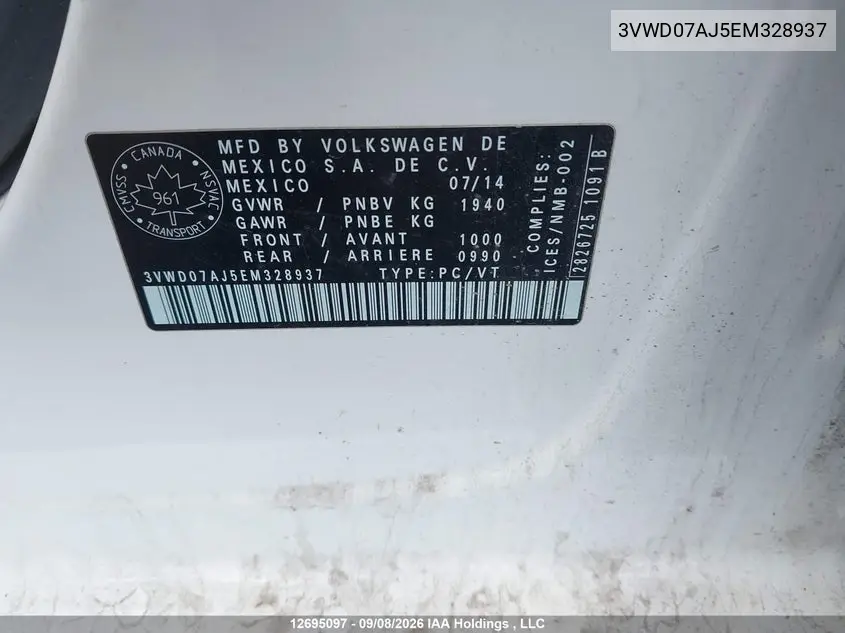 2014 VOLKSWAGEN JETTA VIN 3VWD07AJ5EM328937 — фото 18
