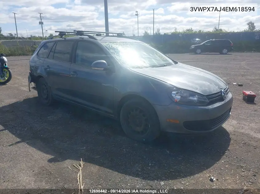 VOLKSWAGEN JETTA 2014, VIN 3VWPX7AJ4EM618594