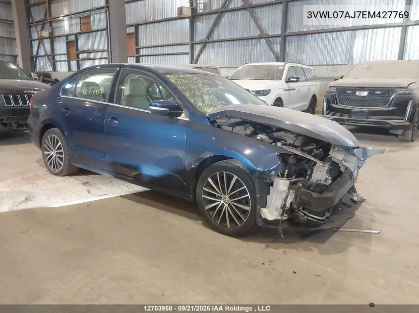 VOLKSWAGEN JETTA 2014, VIN 3VWL07AJ7EM427769