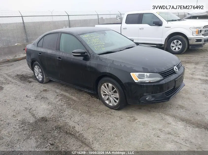 VOLKSWAGEN JETTA 2014, VIN 3VWDL7AJ7EM276492