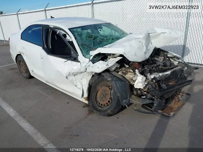 VOLKSWAGEN JETTA 2014, VIN 3VW2K7AJ6EM322923