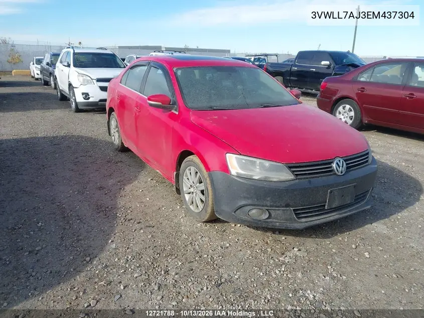 VOLKSWAGEN JETTA 2014, VIN 3VWLL7AJ3EM437304