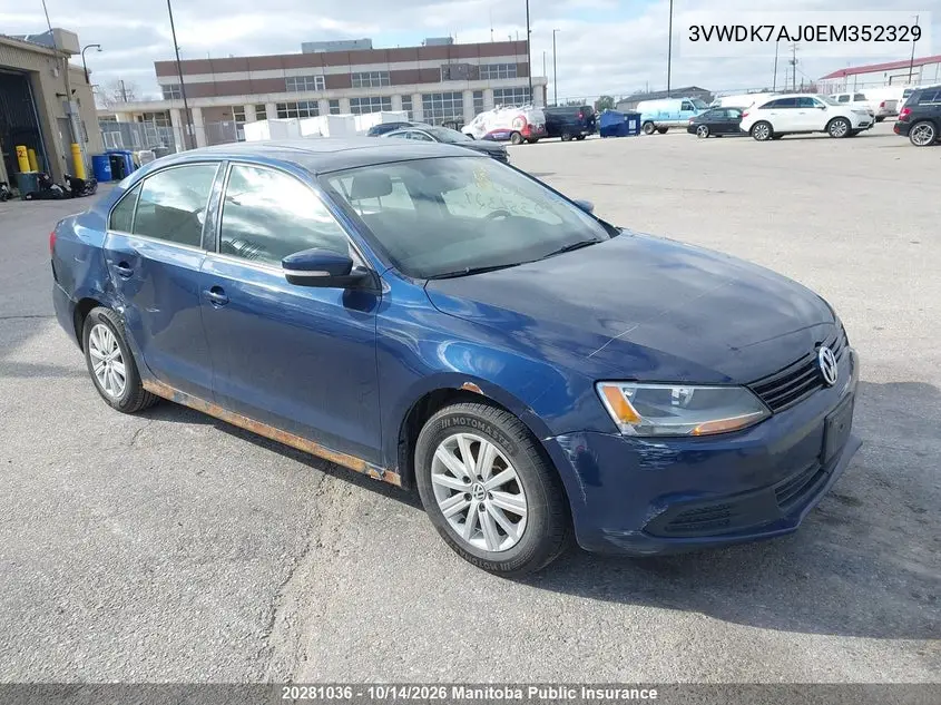 VOLKSWAGEN JETTA 2014, VIN 3VWDK7AJ0EM352329