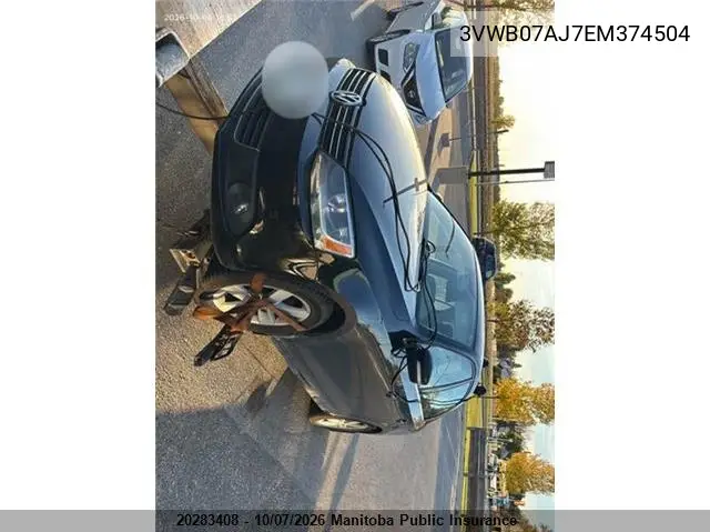VOLKSWAGEN JETTA 2014, VIN 3VWB07AJ7EM374504