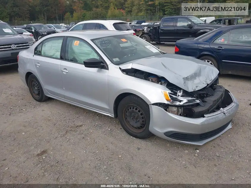 VOLKSWAGEN JETTA 2014, VIN 3VW2K7AJ3EM221094