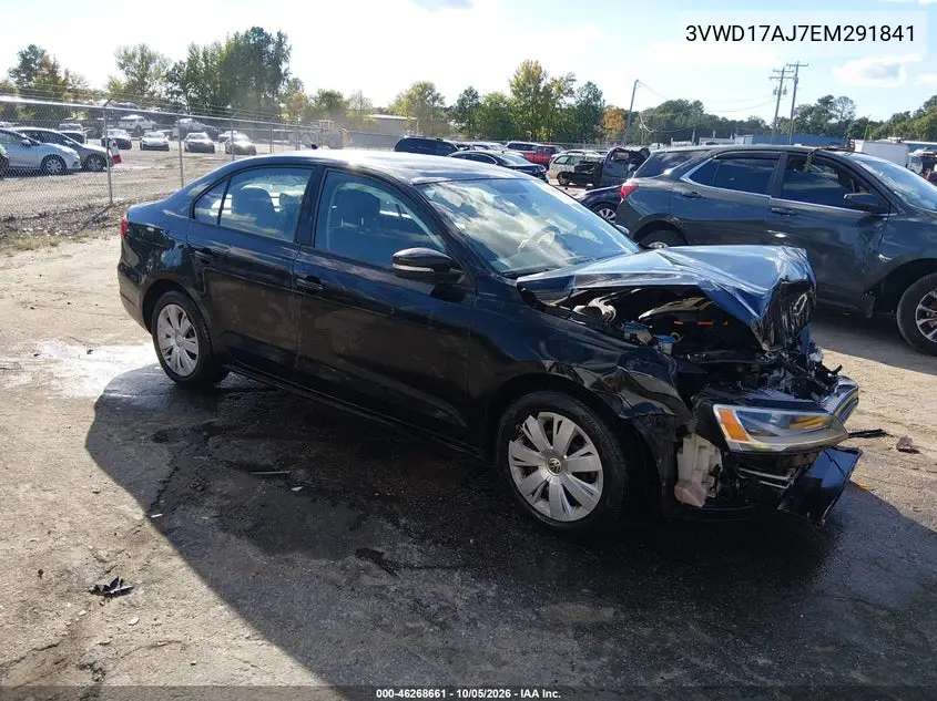 VOLKSWAGEN JETTA 2014, VIN 3VWD17AJ7EM291841