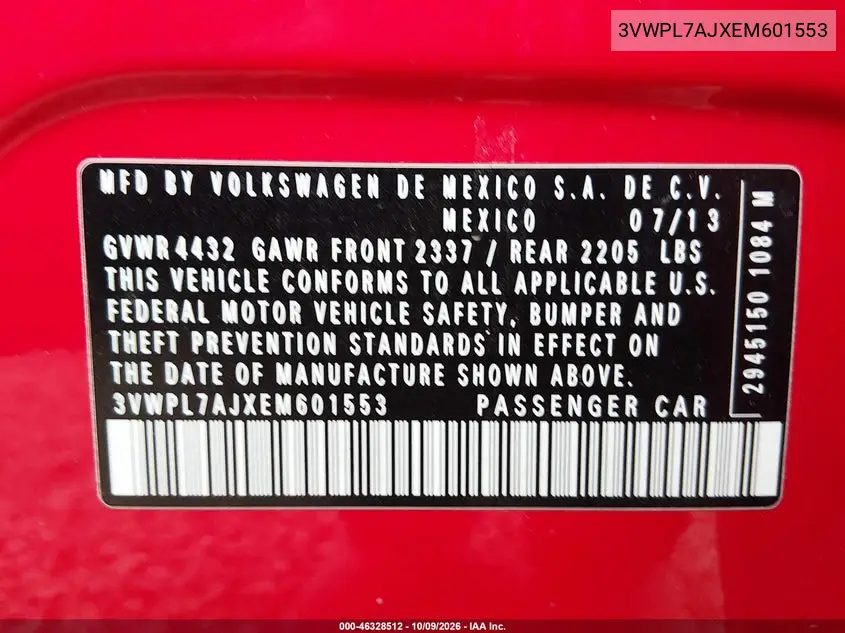 2014 VOLKSWAGEN JETTA VIN 3VWPL7AJXEM601553 — фото 9