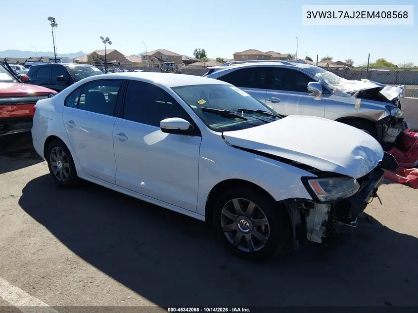 VOLKSWAGEN JETTA 2014, VIN 3VW3L7AJ2EM408568