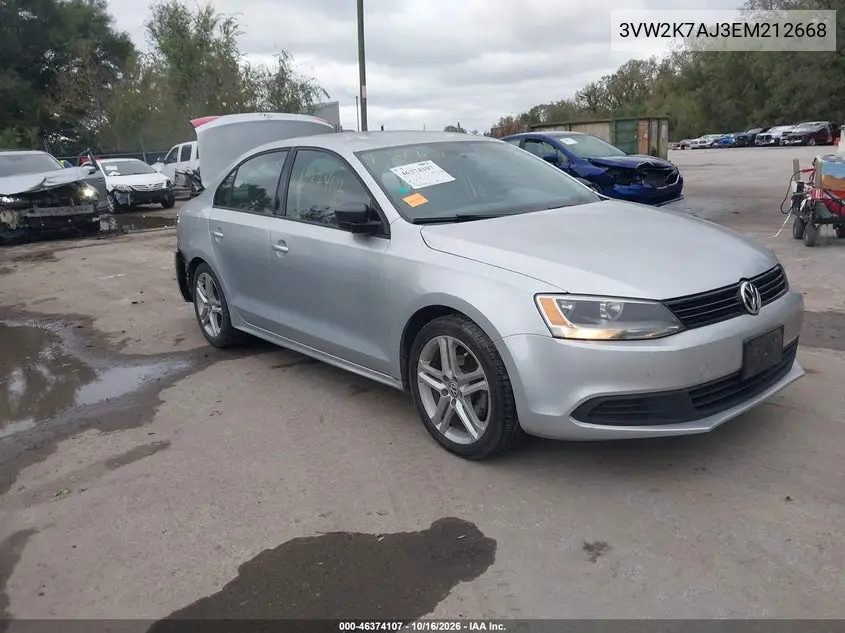 VOLKSWAGEN JETTA 2014, VIN 3VW2K7AJ3EM212668