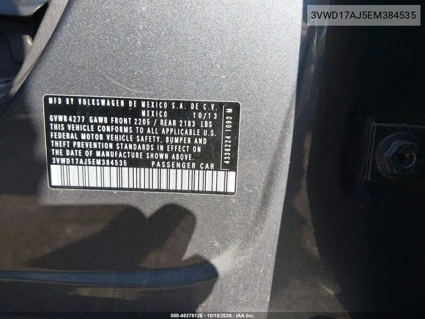 2014 VOLKSWAGEN JETTA VIN 3VWD17AJ5EM384535 — фото 9