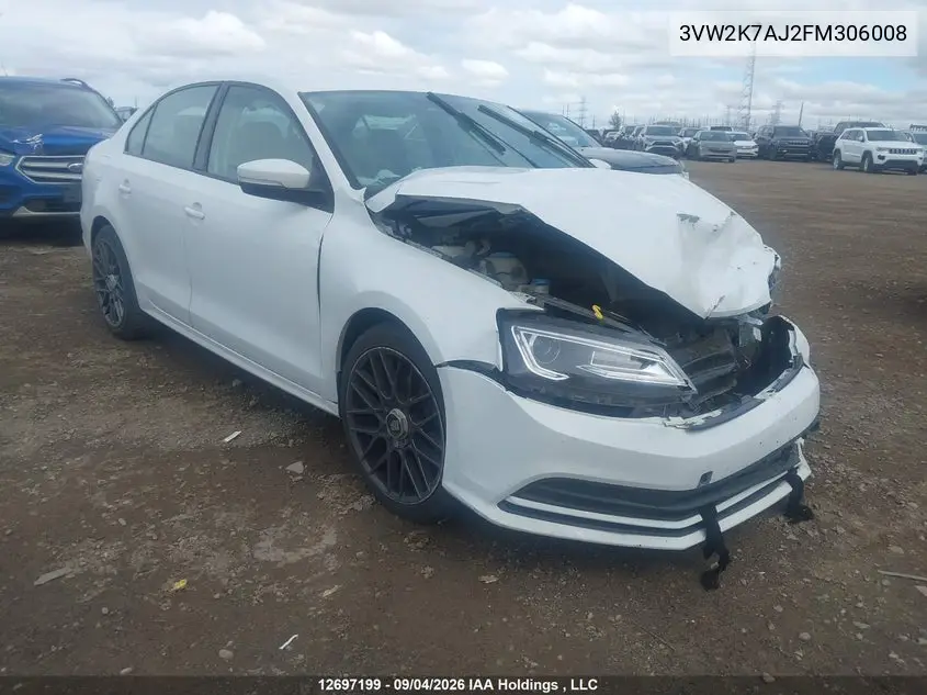 VOLKSWAGEN JETTA 2015, VIN 3VW2K7AJ2FM306008