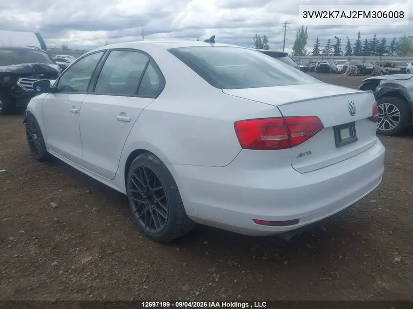 2015 VOLKSWAGEN JETTA VIN 3VW2K7AJ2FM306008 — фото 3