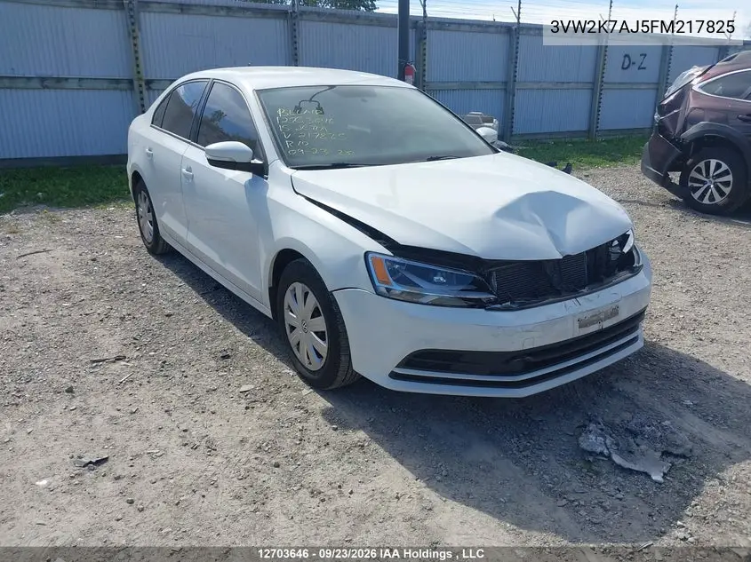 VOLKSWAGEN JETTA 2015, VIN 3VW2K7AJ5FM217825