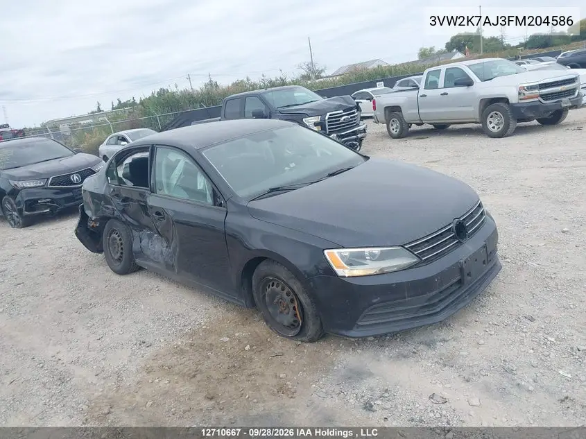 VOLKSWAGEN JETTA 2015, VIN 3VW2K7AJ3FM204586
