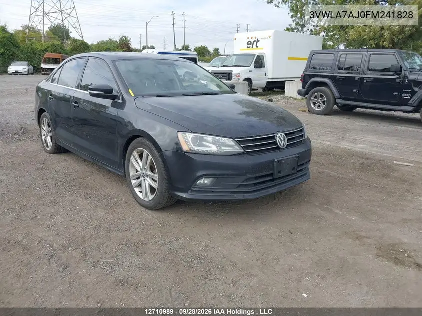 VOLKSWAGEN JETTA 2015, VIN 3VWLA7AJ0FM241828