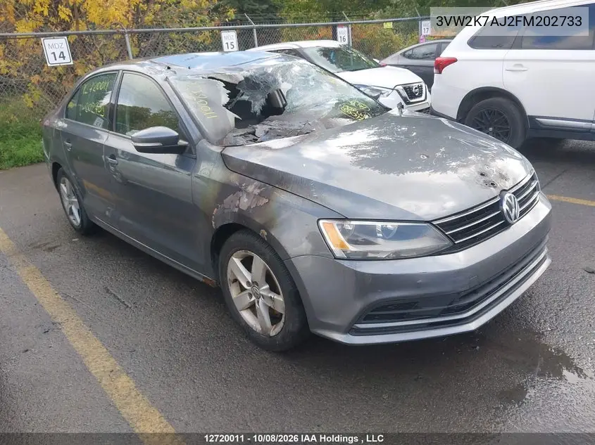 VOLKSWAGEN JETTA 2015, VIN 3VW2K7AJ2FM202733